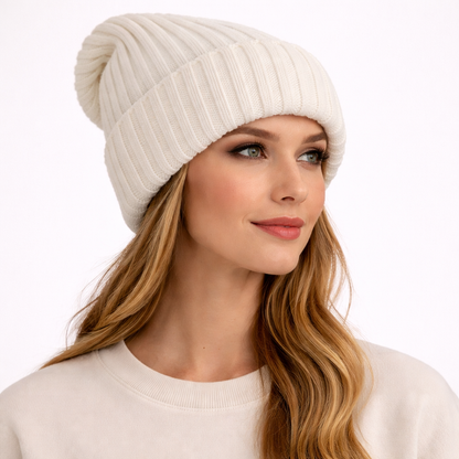 Beanivelle - Ribbed Knit Fold-Up Beanie  Winter Warmth Everyday
