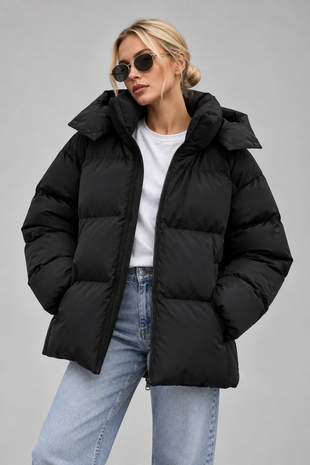 Women's Hooded Puffer Jacket | Warm Quilted Winter Coat | Lightweight Insulated Outerwear | Steven & Levon