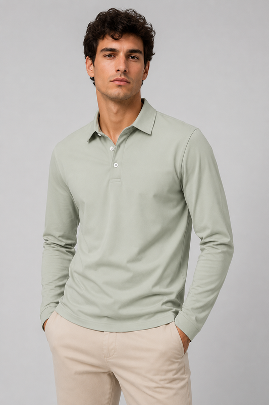 Men's Long Sleeve Polo Shirt | Breathable Fabric | Classic Collar & Comfortable Fit | Steven & Levon