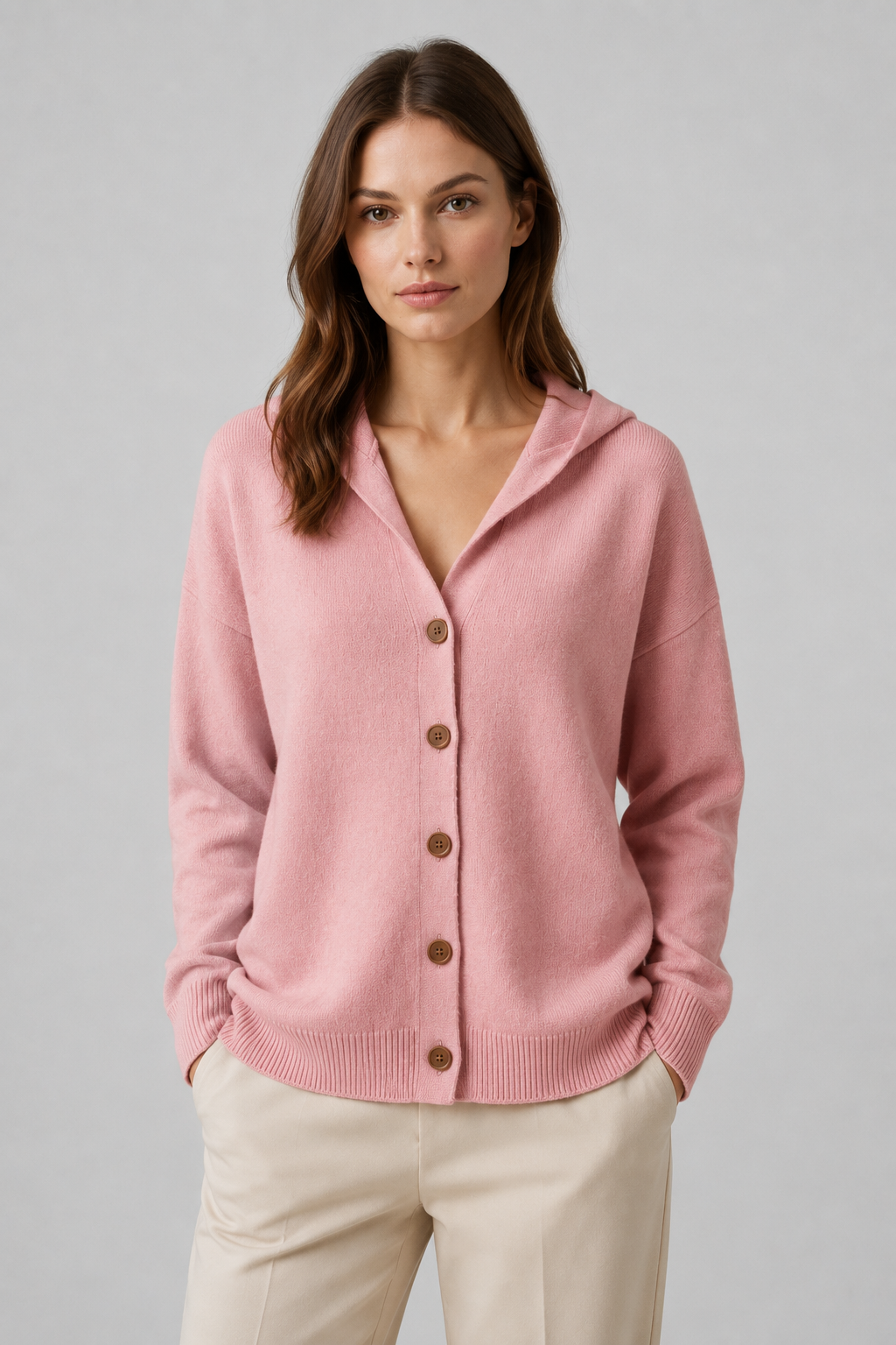 Hooded Button Cardigan | Women | Soft Knit | Button Front | Casual Layering Style | Steven & Levon
