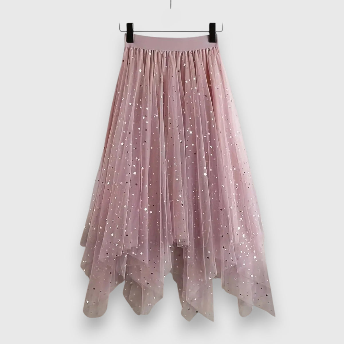 Women's High-Waist Sequin Skirt | Gathered Hem Elegant Party Style | Steven & Levon