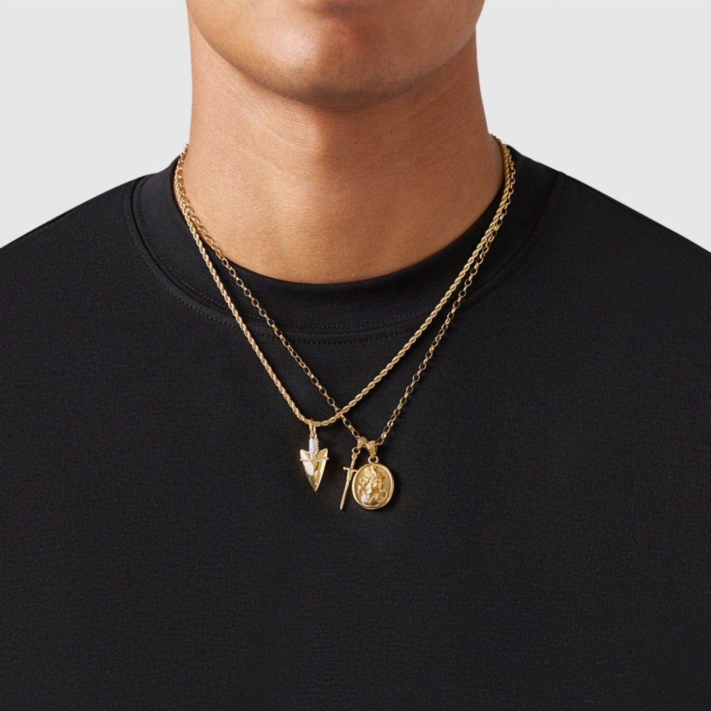 Gold Pendant Set | Unisex | Stainless Steel | Customisable Jewellery | Layered Necklace Set | Steven & Levon