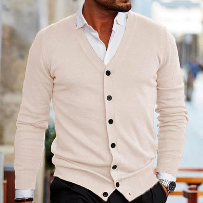 V-Neck Button Cardigan | Knitwear | Men | Soft Knit Fabric | Slim Fit Long Sleeve Sweater | Steven & Levon