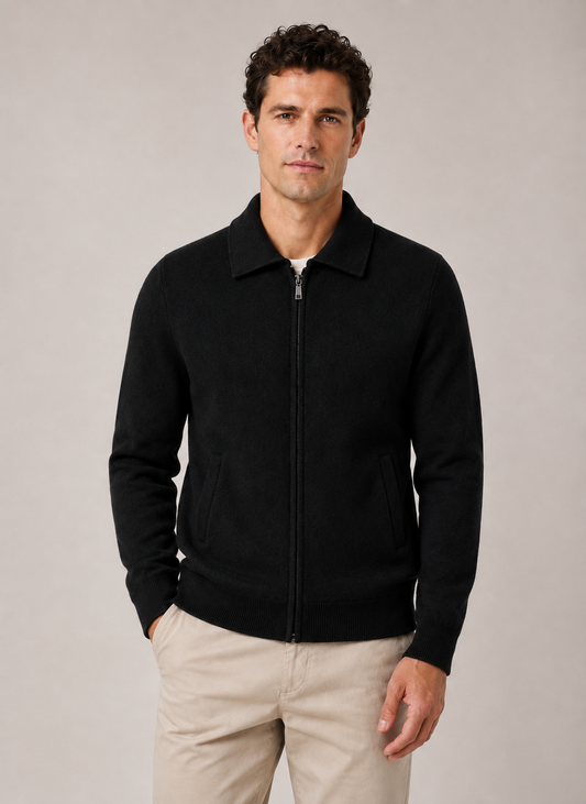 Men's Wool Zip Up Sweater | Long Sleeve | Soft Knit | Classic Fit | Smart Casual Layer | Steven & Levon