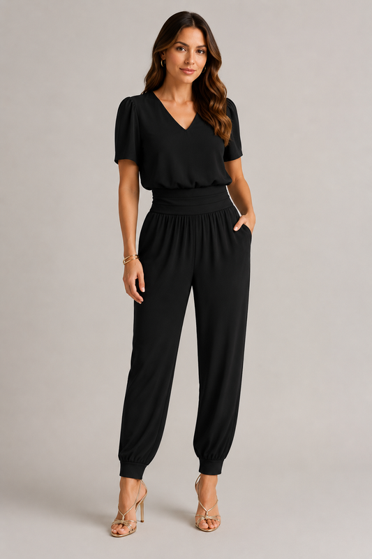 Printed Chic Jumpsuit | Women's Printed Jumpsuit | Lightweight Polyester Blend | Relaxed Fit | Everyday Wear | Steven & Levon