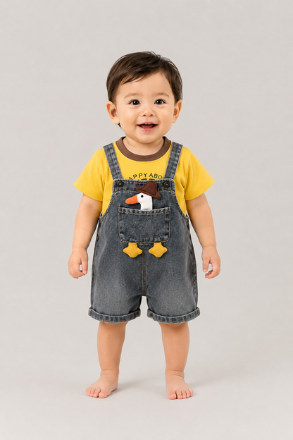 Kids Denim Dungaree & T-Shirt Set | Boys | Short Sleeve | Casual Summer Outfit | Steven & Levon