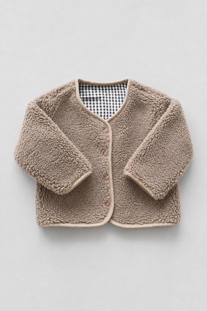 Kids Reversible Fleece Jacket | Boys & Girls | Plaid Lining | Winter Coat | Warm Outerwear | Steven & Levon