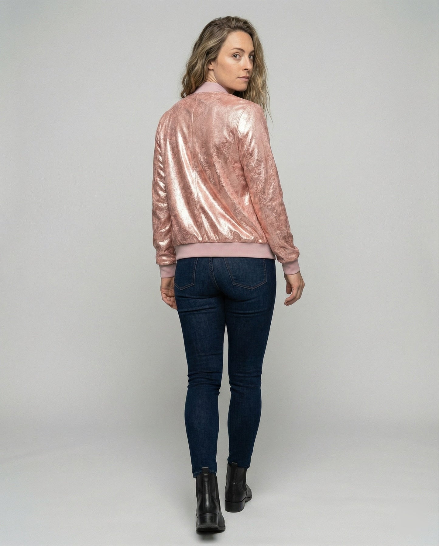 Shiny Bomber Jacket | Women | Zip Front | Lightweight Outerwear | Steven & Levon
