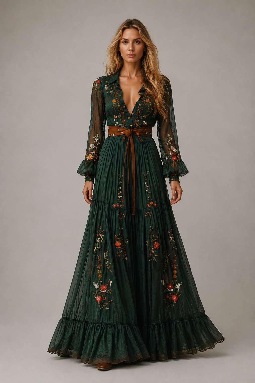 Lightweight Boho Maxi Dress | Women's Belted Summer Dress | Steven & Levon