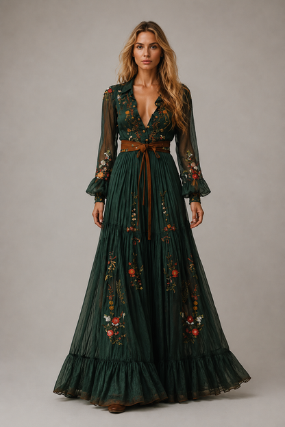 Lightweight Boho Maxi Dress | Women's Belted Summer Dress | Steven & Levon