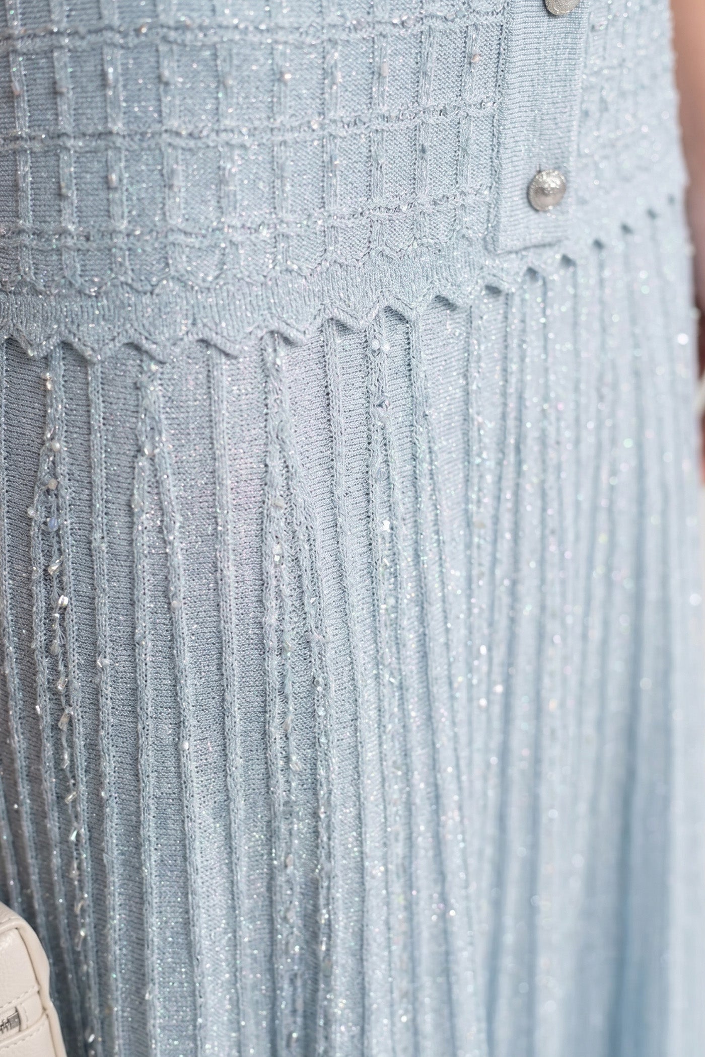 Short Sleeve Midi Dress | Women | Shimmer Knit Texture | Light Blue | Lightweight Elegant Dress | Steven & Levon