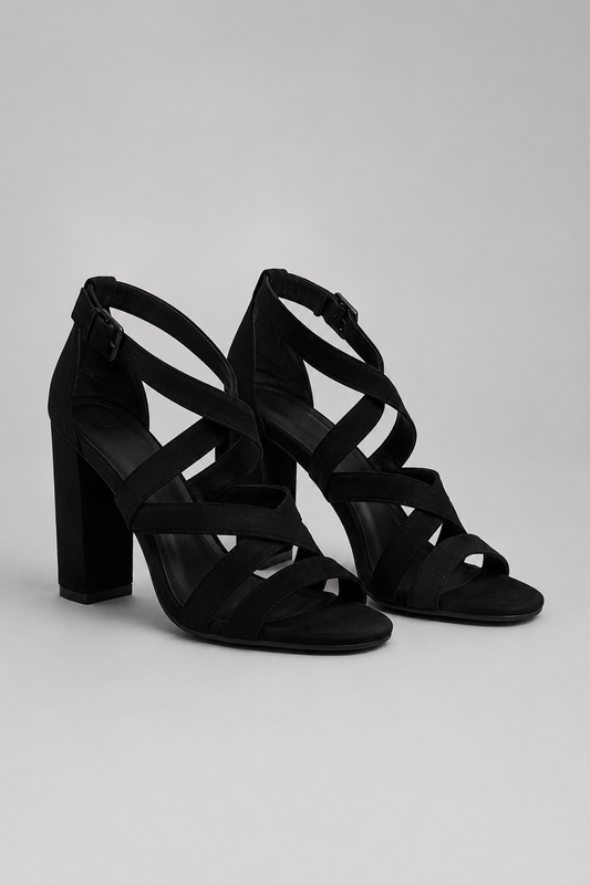Women's Block Heel Cross Strap Sandals | Eco Leather | Adjustable Straps Elegant Dress Shoes | Steven & Levon