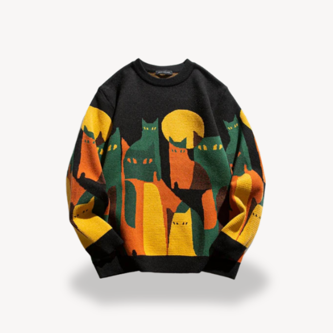 Graphic Knitted Jumper | Men's Crew Neck Pullover | Relaxed Fit | Soft Knit Sweater | Steven & Levon