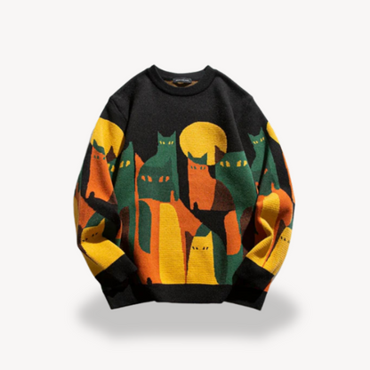 Graphic Knitted Jumper | Men's Crew Neck Pullover | Relaxed Fit | Soft Knit Sweater | Steven & Levon