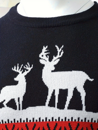 Festive Reindeer Jumper | Christmas Print | Casual Holiday Knitwear | Steven & Levon