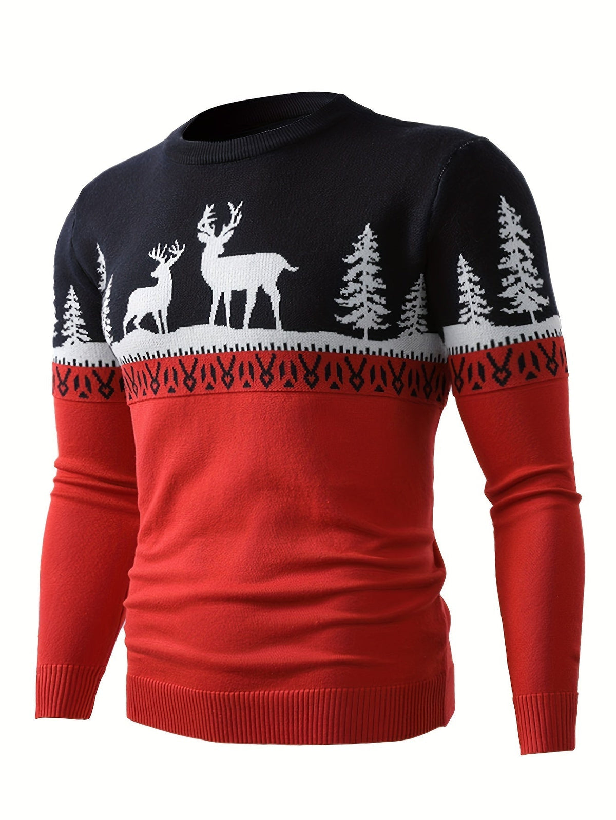 Festive Reindeer Jumper | Christmas Print | Casual Holiday Knitwear | Steven & Levon