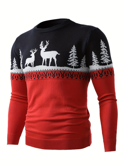 Festive Reindeer Jumper | Christmas Print | Casual Holiday Knitwear | Steven & Levon