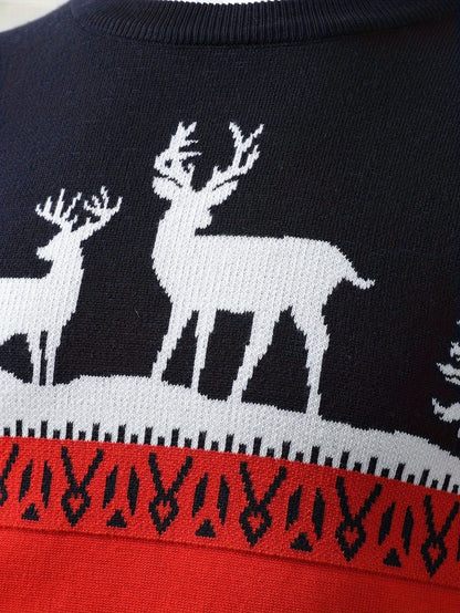 Festive Reindeer Jumper | Christmas Print | Casual Holiday Knitwear | Steven & Levon