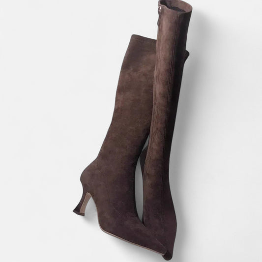 Stylish Slouchy Knee High Boots for Women | Pointed Toe | Block Heel | Pull-On | Steven & Levon