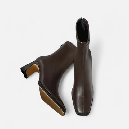 Ankle Boots Winter Women’s | Square Toe Block Heel Warm Lined