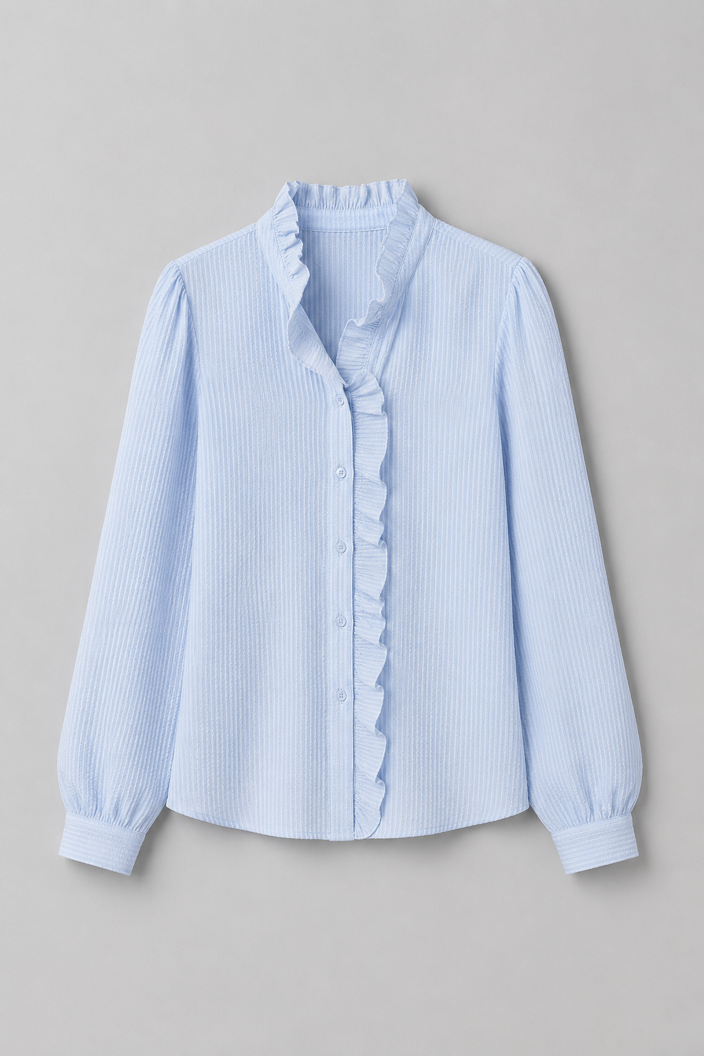 Women’s Ruffled Button-Up Blouse | Long Sleeve Textured Top | Breathable Fabric | Steven & Levon