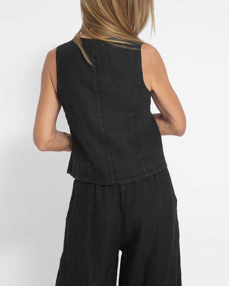 Linen 2-Piece Set | Women | Linen | Wide-Leg Trousers | Button Vest | Steven & Levon