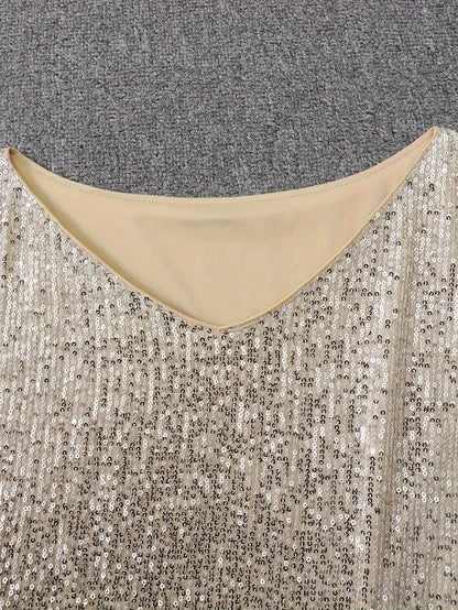 Sequin Mini Dress | Women | Long Sleeve Relaxed Fit | Sparkly Party Cocktail Dress | Steven & Levon