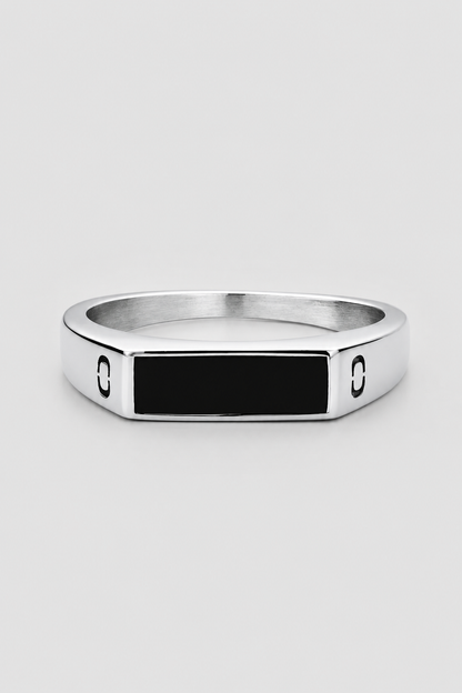 Rectangle Stone Ring | Gold or Silver | Unisex | Stainless Steel | Rectangular Stone | Classic Style | Steven & Levon