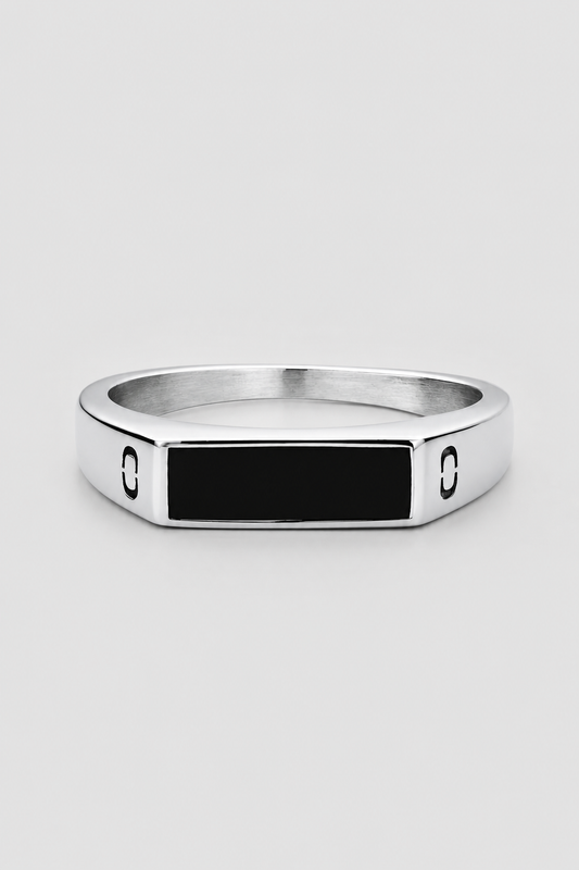 Rectangle Stone Ring | Gold or Silver | Unisex | Stainless Steel | Rectangular Stone | Classic Style | Steven & Levon