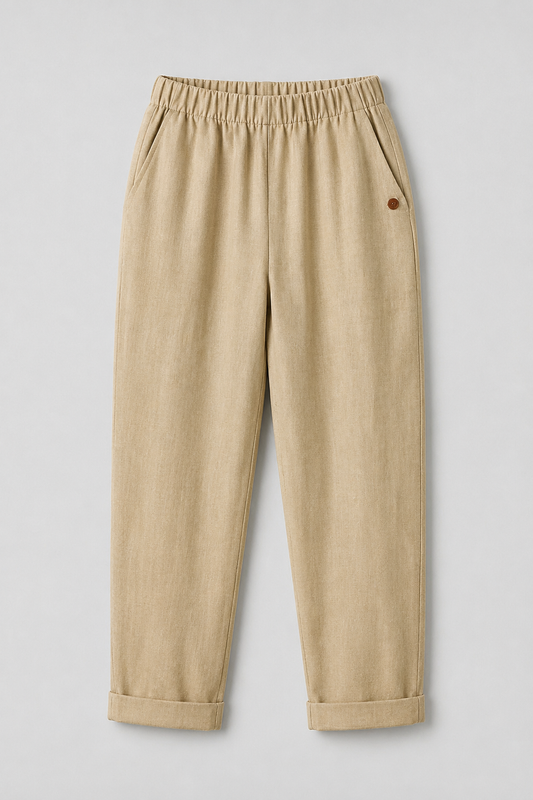 Linen Look Trousers | Women | Relaxed Fit | Side Pockets | Lightweight Casual Pants | Steven & Levon