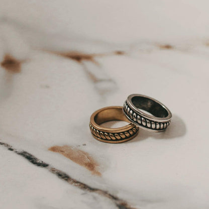 Rope Ring | Gold or Silver | Unisex | Stainless Steel | Twisted Rope Design | Classic Style | Steven & Levon