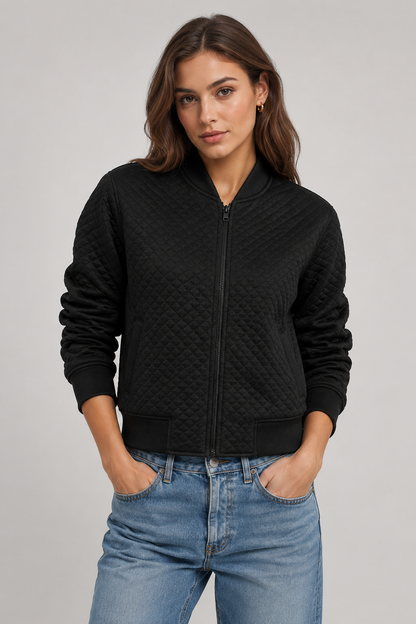 Women's Bomber Jacket | Classic Zip-Up Jacket | Casual Lightweight Outerwear | Steven & Levon