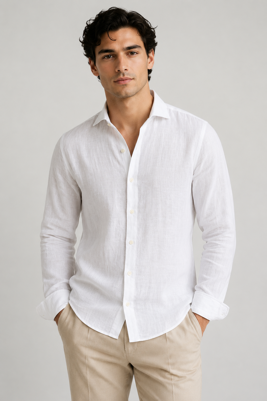 Men's Linen Spread Collar Shirt | Linen Blend | Breathable Lightweight Casual Button-Up | Steven & Levon