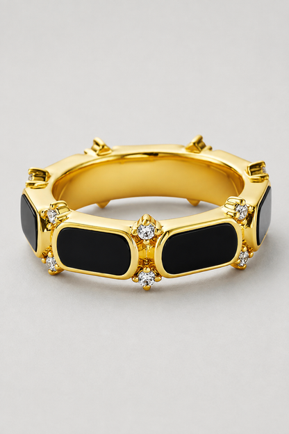 Monarch Band Ring | Gold | Unisex | Stainless Steel | Crown Design | Classic Style | Steven & Levon