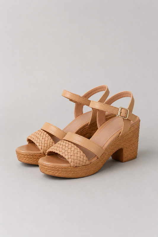 Women's Braided Strap Block Heel Sandals | Women | Soft Fiber Blend | Braided Straps & Comfortable Block Heel | Steven & Levon
