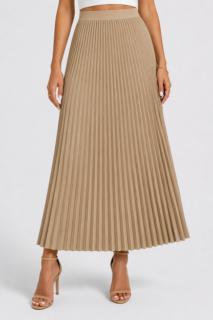Pleated Skirt | Women | High-Waisted | Flowy A-Line Midi Skirt | Elegant Everyday Wear | Steven & Levon