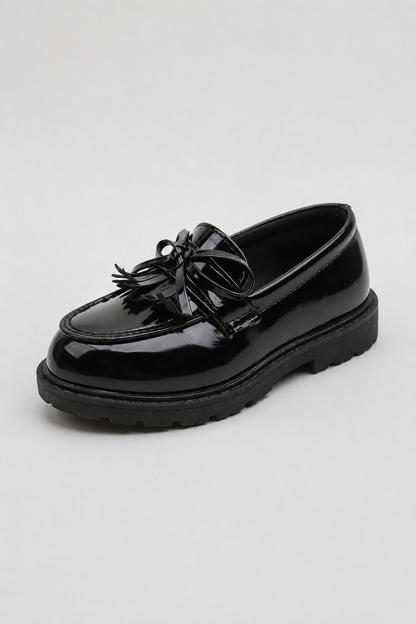 Girls Patent Leather Loafers | Tassel School Dress Shoes | Slip-On Party Shoes | Steven & Levon