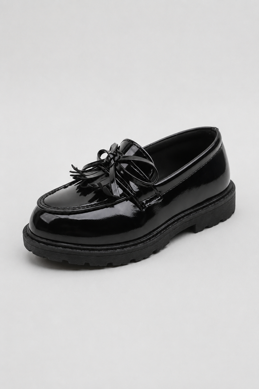 Girls Patent Leather Loafers | Tassel School Dress Shoes | Slip-On Party Shoes | Steven & Levon