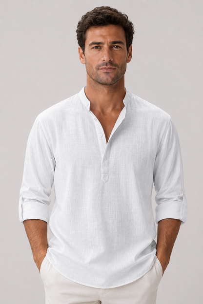 Men's Linen Shirt | Men | Long Sleeve Button Up | Breathable Casual Fit | Steven & Levon