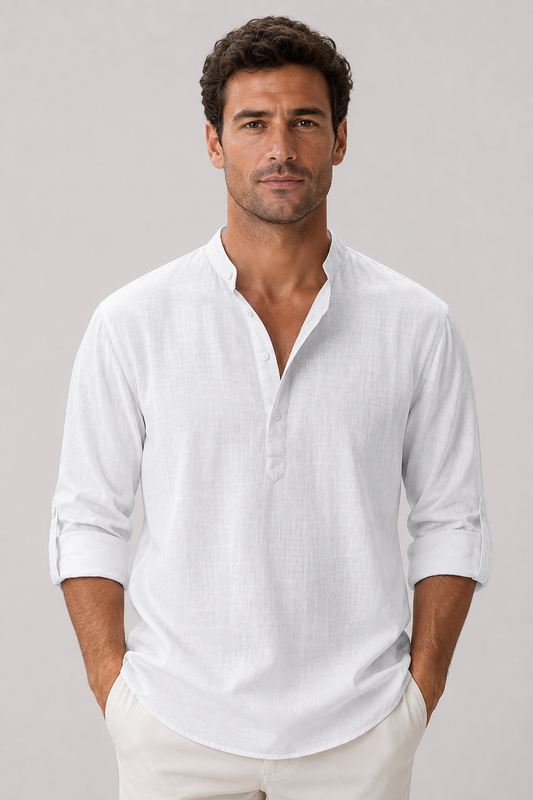 Men's Linen Shirt | Men | Long Sleeve Button Up | Breathable Casual Fit | Steven & Levon