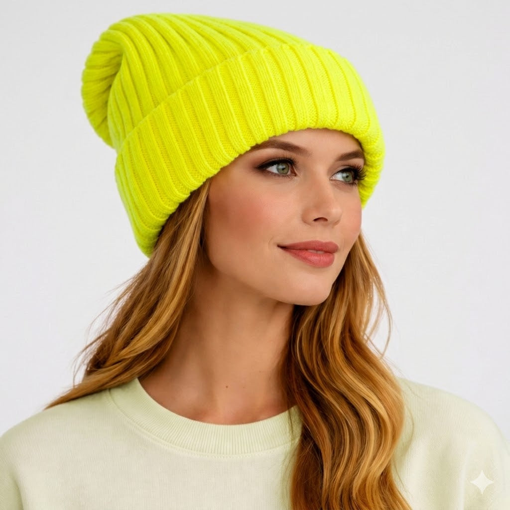 Beanivelle - Ribbed Knit Fold-Up Beanie  Winter Warmth Everyday