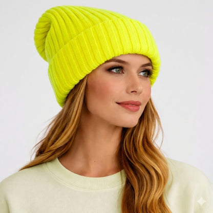 Beanivelle - Ribbed Knit Fold-Up Beanie  Winter Warmth Everyday