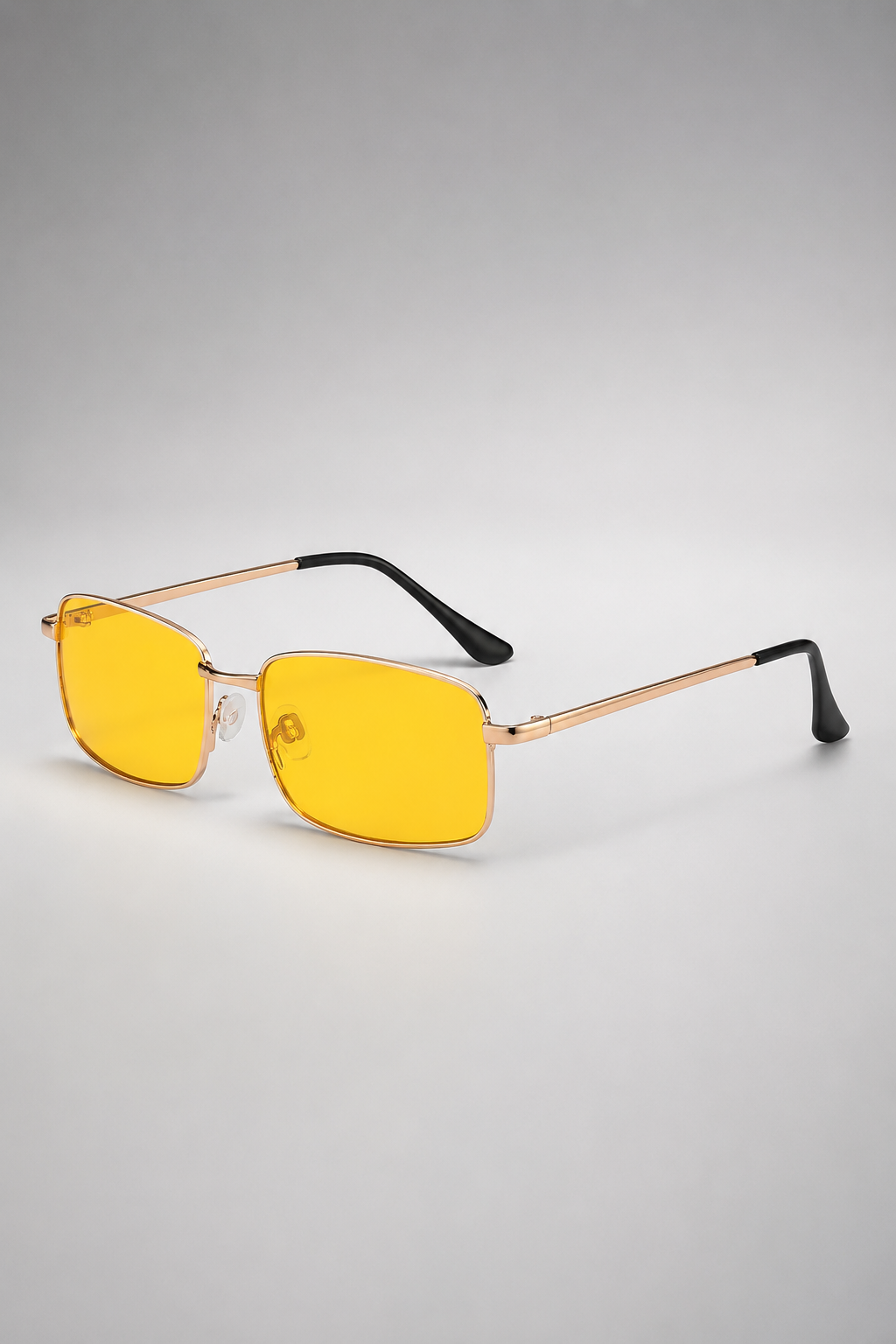 Rectangular Polarized Sunglasses | Unisex | UV400 Night Driving Eyewear | Metal Frame Yellow Lens Shades | Steven & Levon