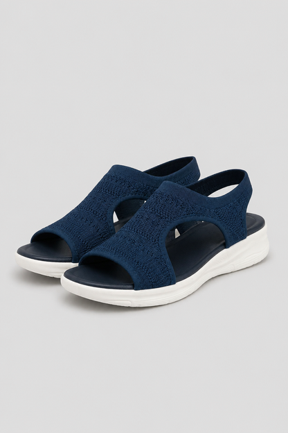 Women's Knit Walking Sandals | Open Toe Comfort Sandals | Lightweight Wedge Sole | Breathable Shoes | Steven & Levon