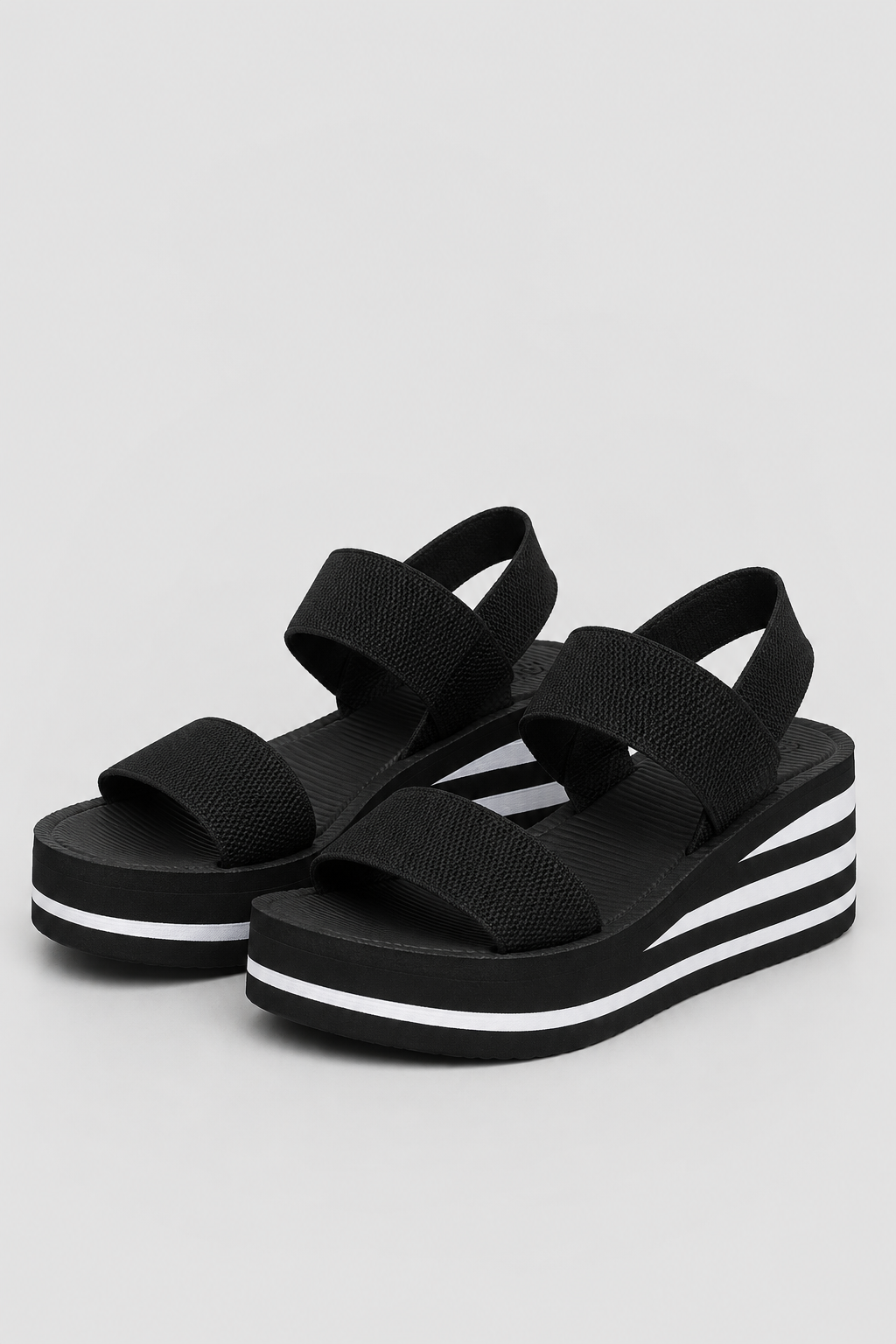 Women's Platform Wedge Sandals | Open Toe Slingback | Lightweight Thick Sole | Elastic Comfort Straps | Steven & Levon