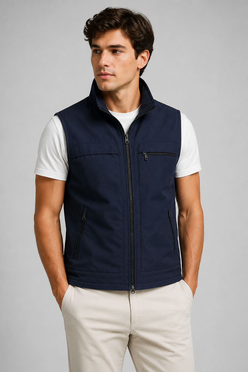 Men's Lightweight Outdoor Bodywarmer | Short Sleeve Gilet | Zip Front | Warm Insulated | Steven & Levon