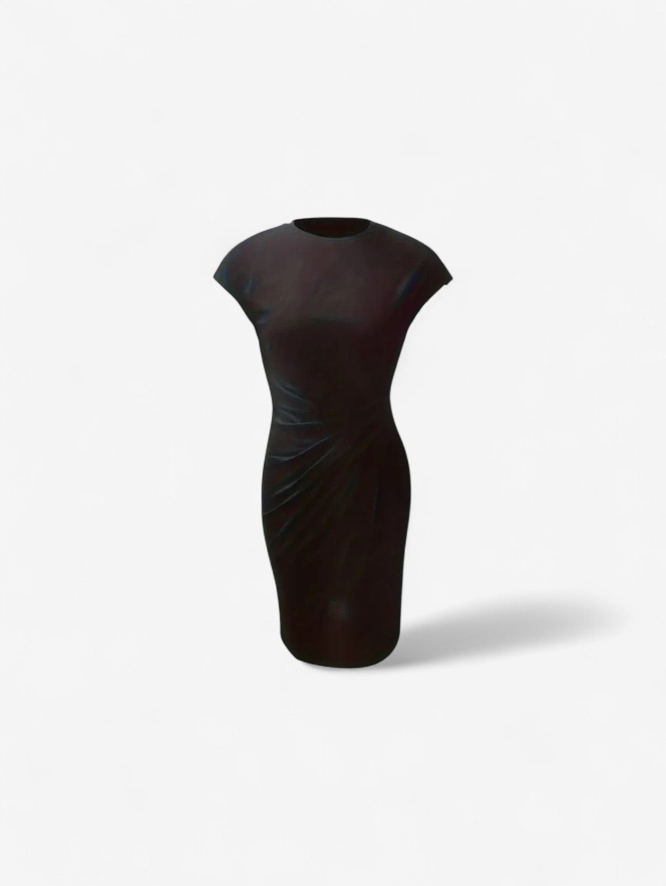Women’s Ruched Wrap Bodycon Midi Dress | Women | Formal Occasion Dress | Cap Sleeve High Neck | Flattering Fit | Steven & Levon