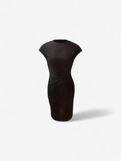 Women’s Ruched Wrap Bodycon Midi Dress | Women | Formal Occasion Dress | Cap Sleeve High Neck | Flattering Fit | Steven & Levon