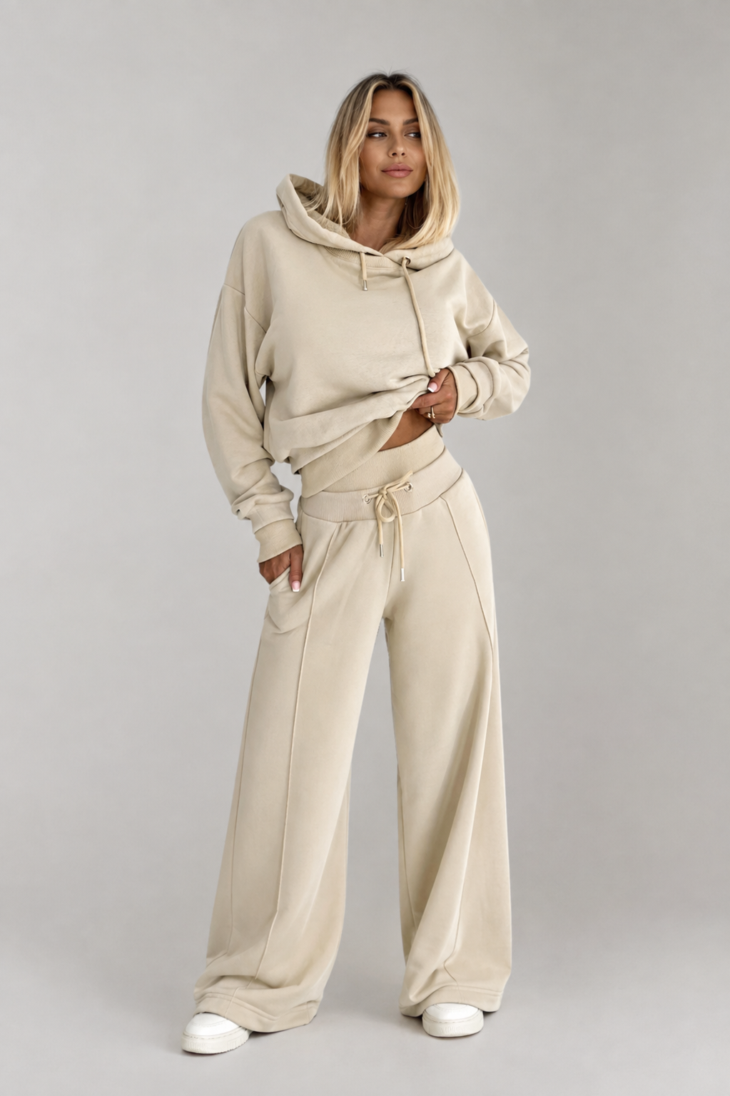 2-Piece Hooded Set | Women | Soft Fabric | Wide-Leg Trousers | Casual Comfort | Steven & Levon