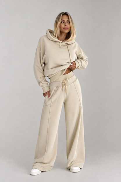 2-Piece Hooded Set | Women | Soft Fabric | Wide-Leg Trousers | Casual Comfort | Steven & Levon